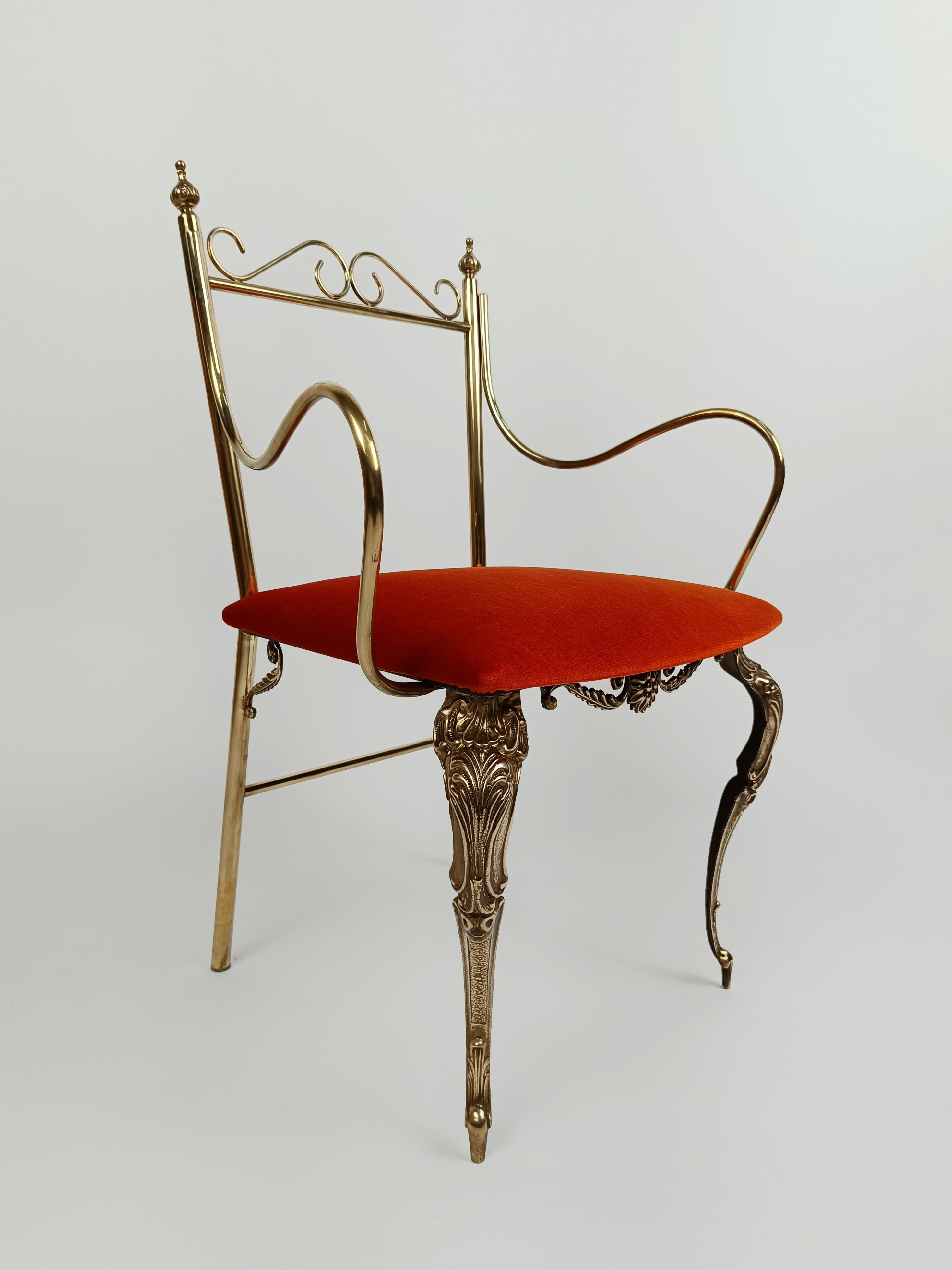 Mid-Century Modern Pair of Midcentury Italian Brass Armchairs in the Style of Pier Luigi Colli For Sale