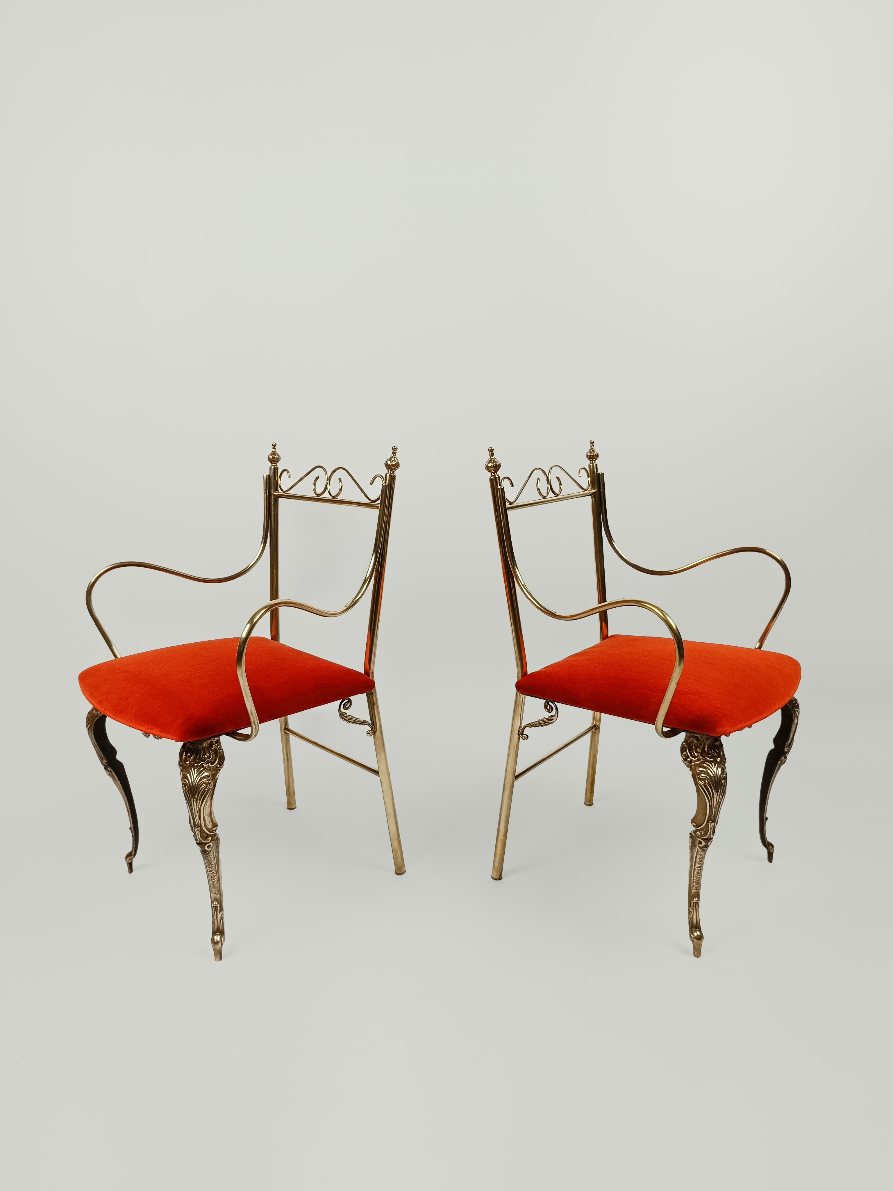 Pair of Midcentury Italian Brass Armchairs in the Style of Pier Luigi Colli For Sale 4