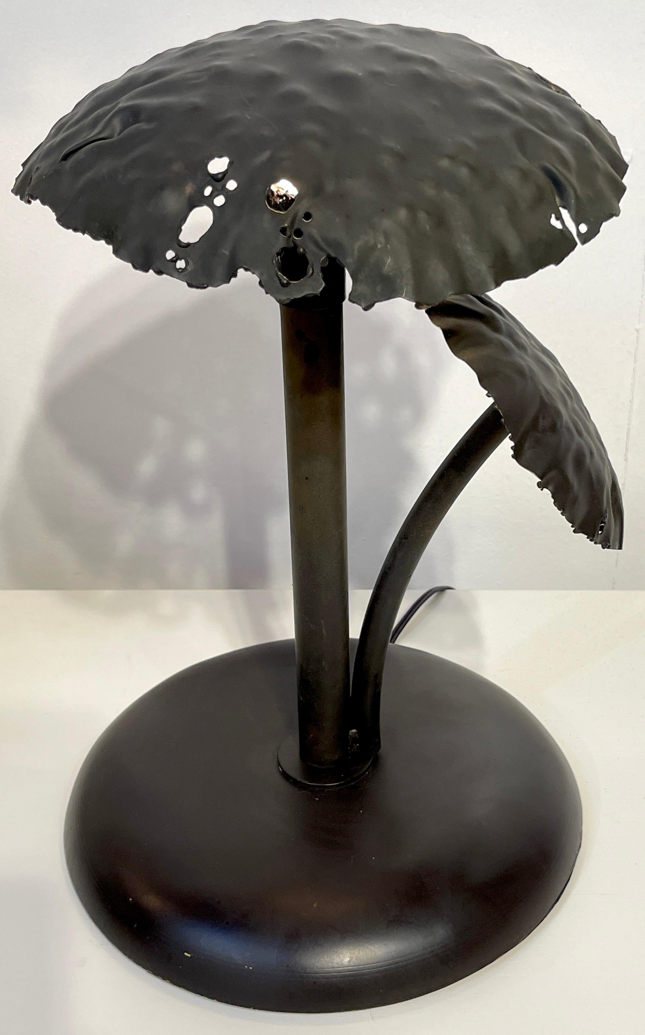 20th Century Pair of Mid-Century Italian Bronze Mushroom Lamps