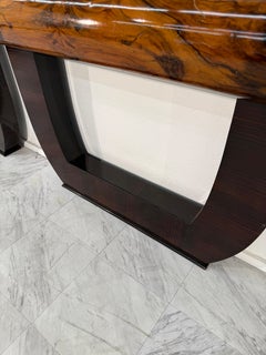 Pair of Mid-Century Italian Burl Wood Console Tables