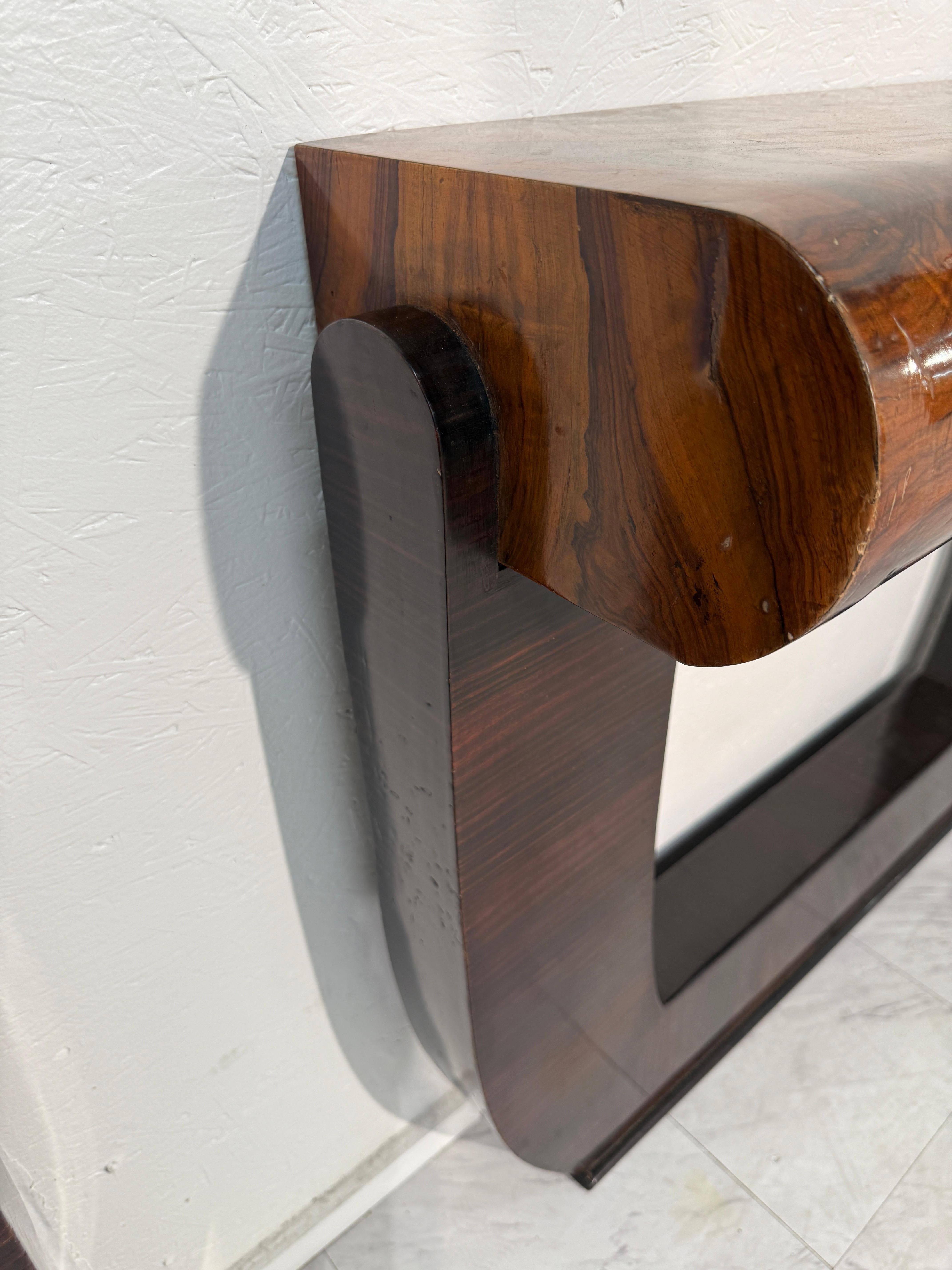 Mid-20th Century Pair of Mid-Century Italian Burl Wood Console Tables For Sale