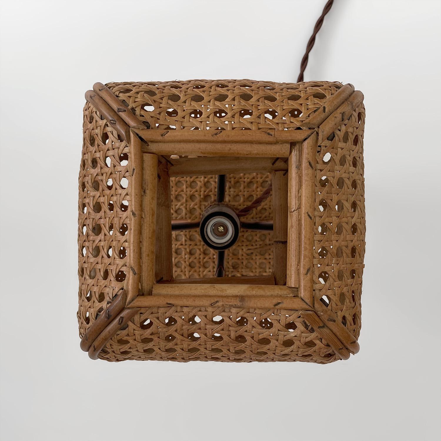 Pair of Mid Century Italian Cane & Rattan Table Lamps (rewired for US) 9