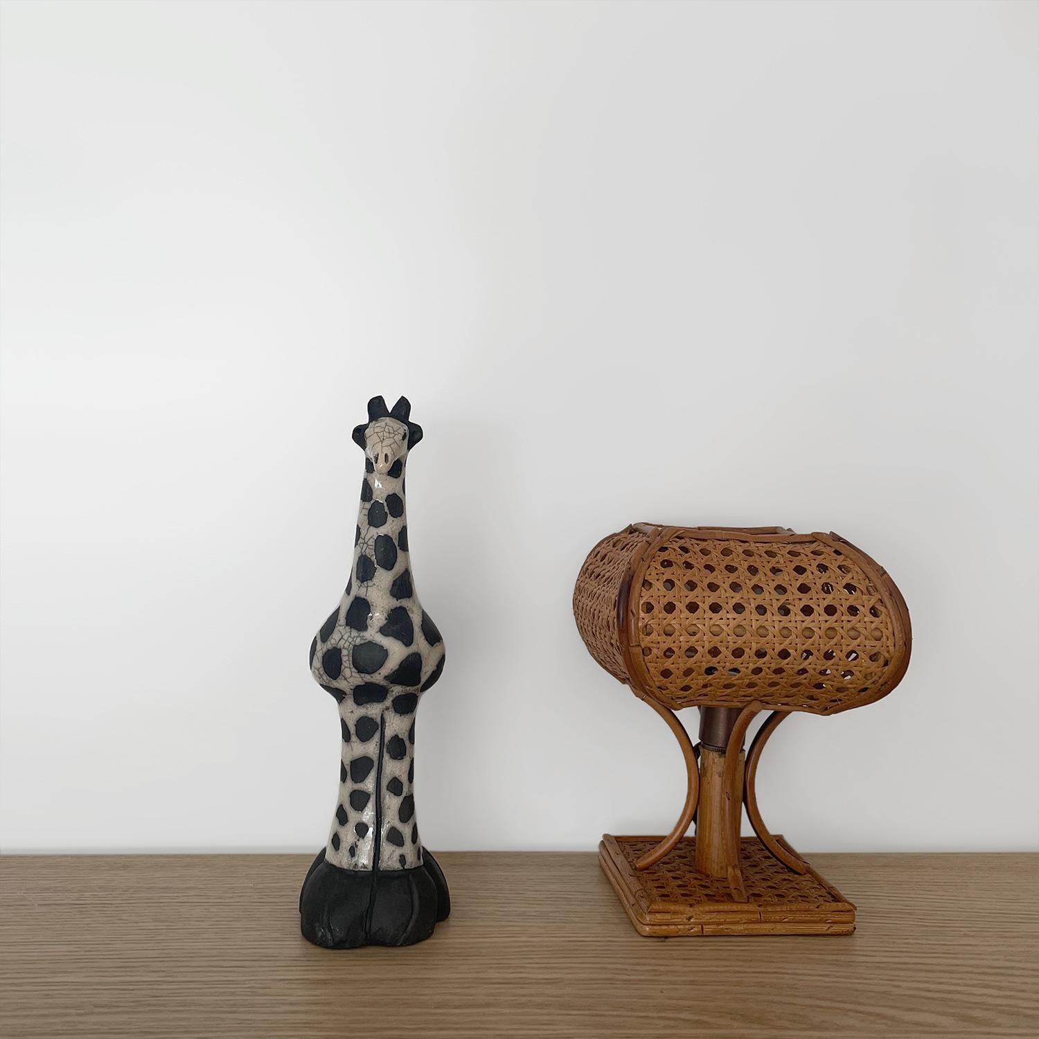 Pair of Mid Century Italian Cane & Rattan Table Lamps (rewired for US) 12