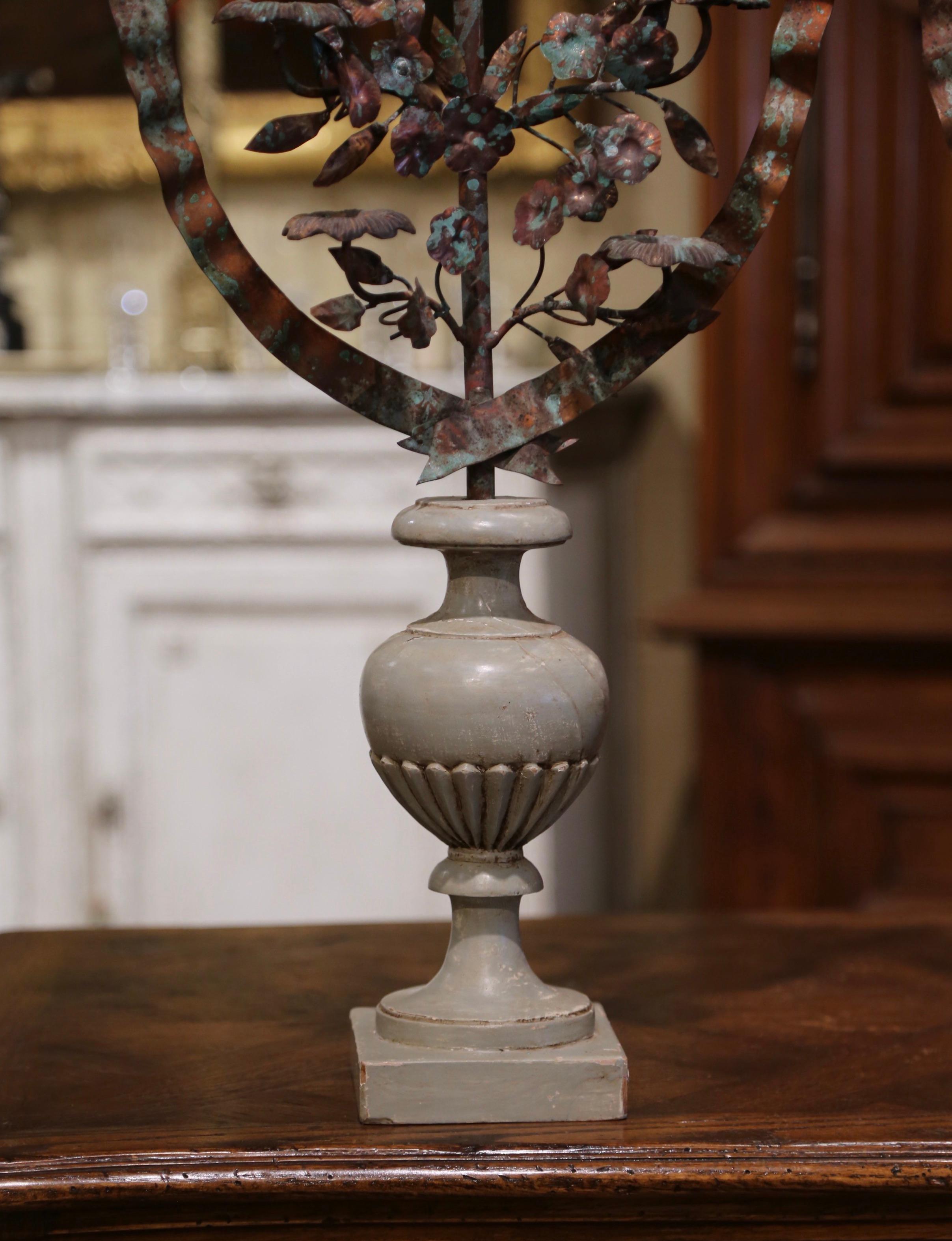 20th Century Pair of Mid-Century Italian Carved Painted and Metal Candelabras