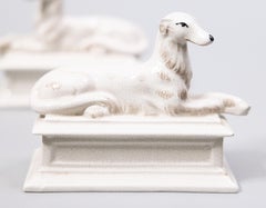 Pair of Mid-Century Italian Ceramic Greyhound Whippet Dogs Mantel Ornaments