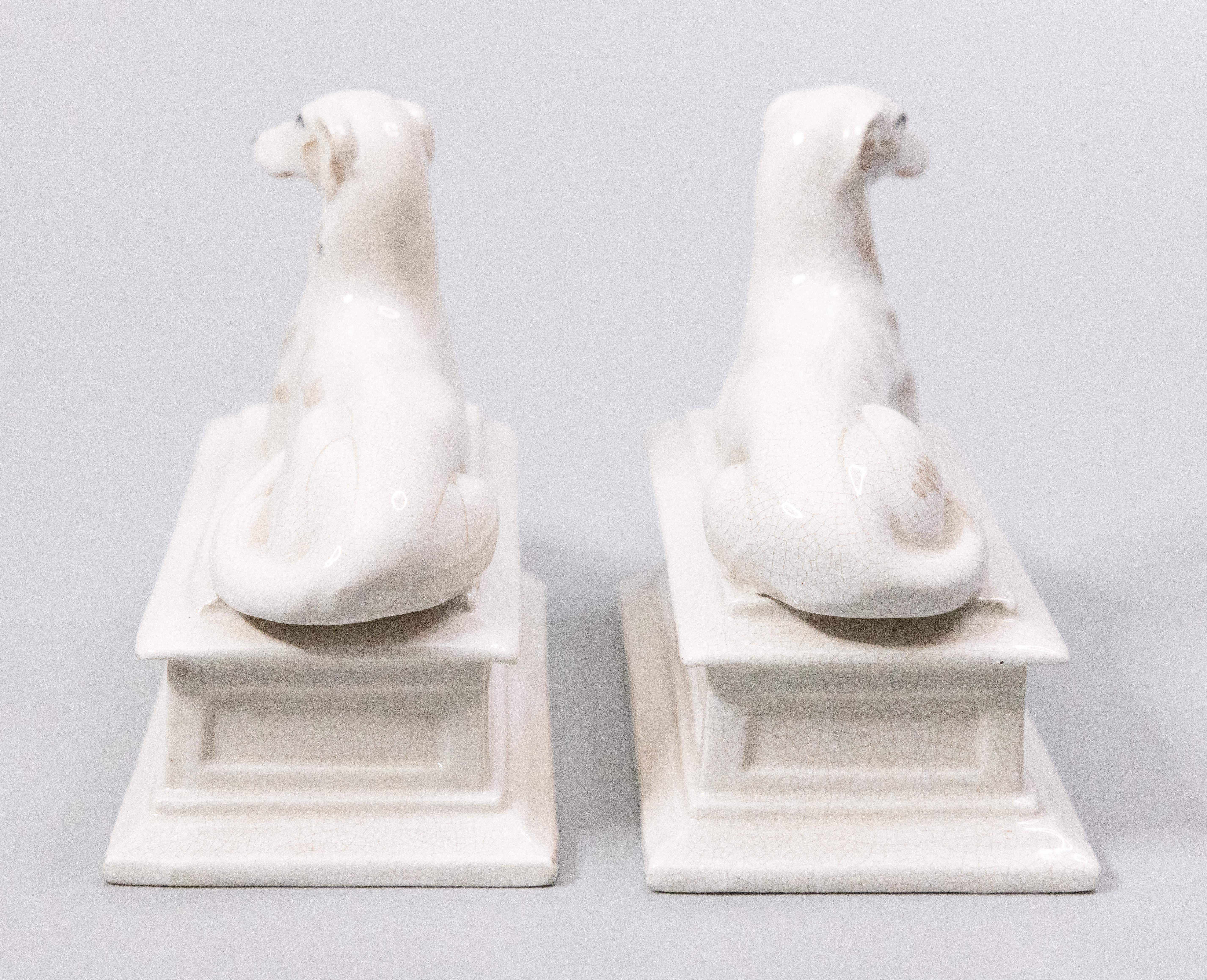 Pair of Mid-Century Italian Ceramic Greyhound Whippet Dogs Mantel Ornaments  1