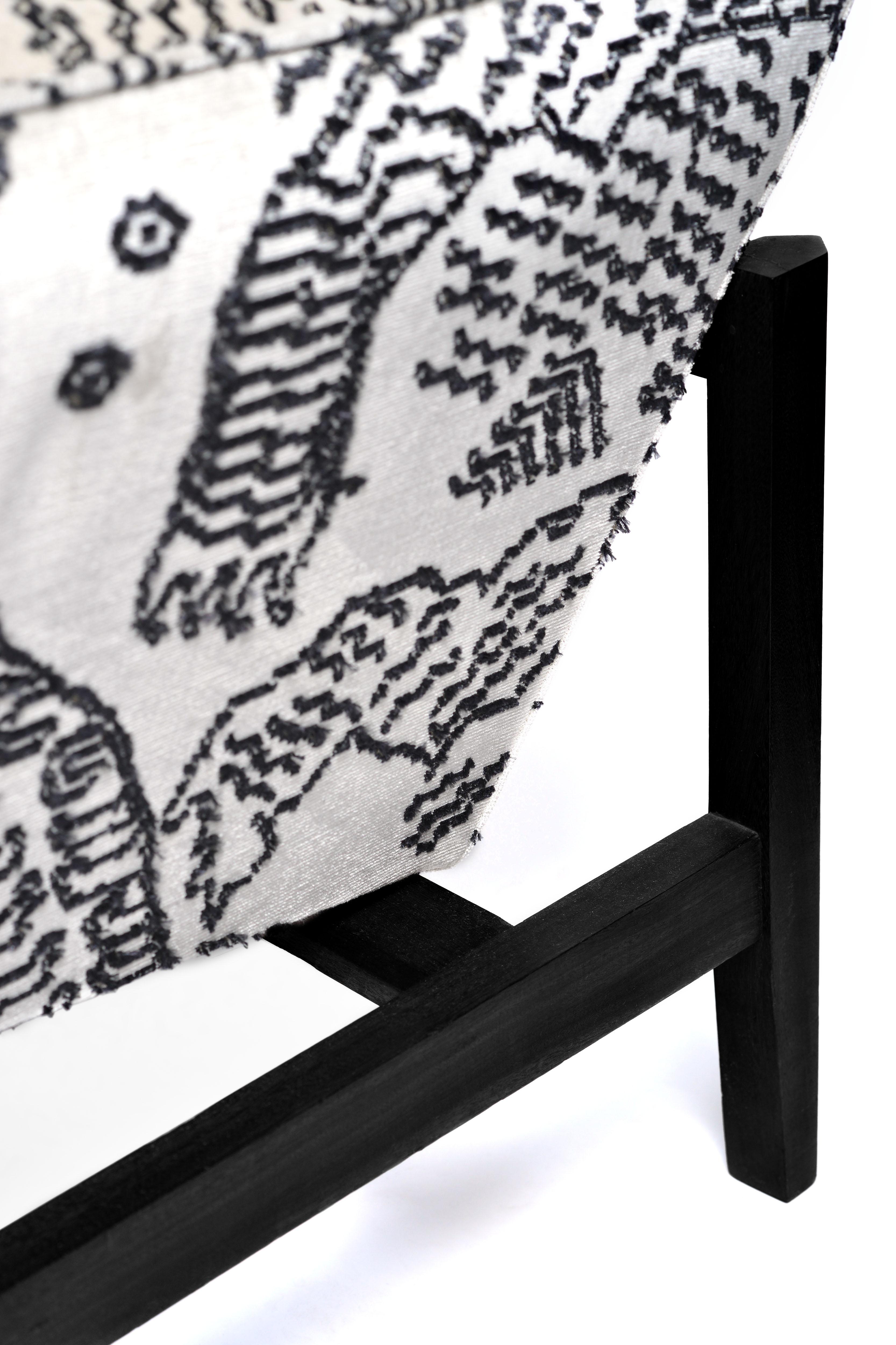 20th Century Pair of Midcentury Italian Chairs Upholstered in Black and White Dedar Fabric