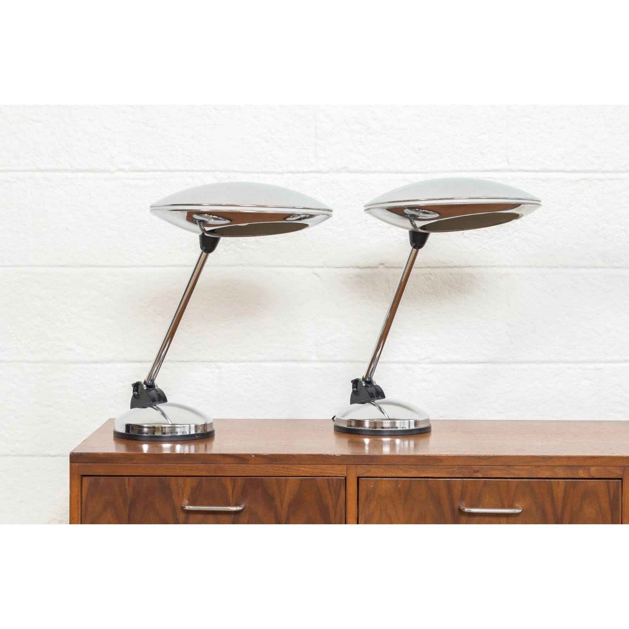 Mid-Century Modern Pair of Midcentury Italian Chrome Table Lamps, 1960s