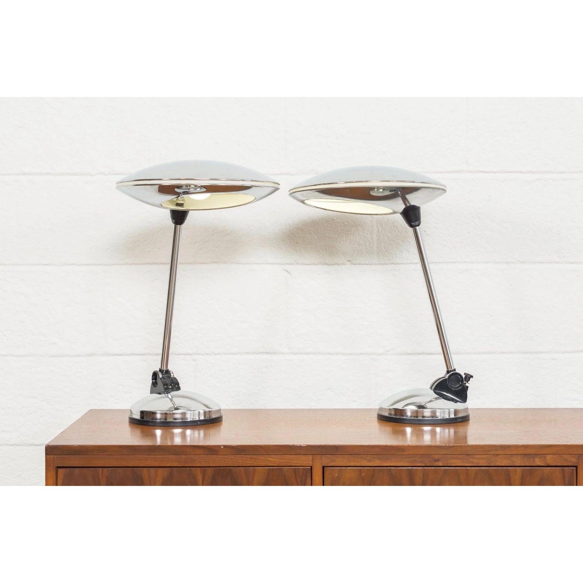 20th Century Pair of Midcentury Italian Chrome Table Lamps, 1960s