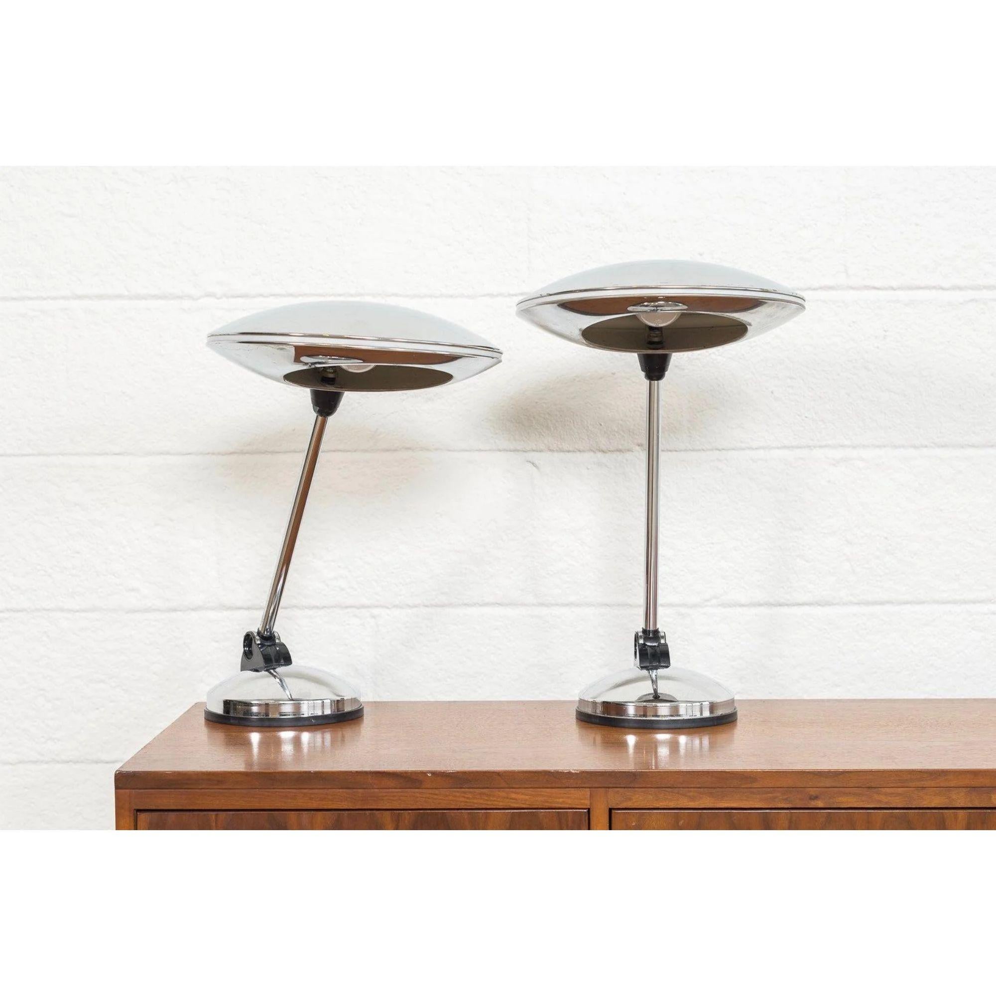Metal Pair of Midcentury Italian Chrome Table Lamps, 1960s