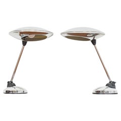 Pair of Midcentury Italian Chrome Table Lamps, 1960s