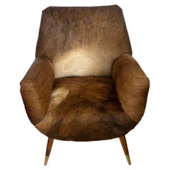 Pair of Mid-Century Italian Cowhide Chairs in the Style of Gio Ponti