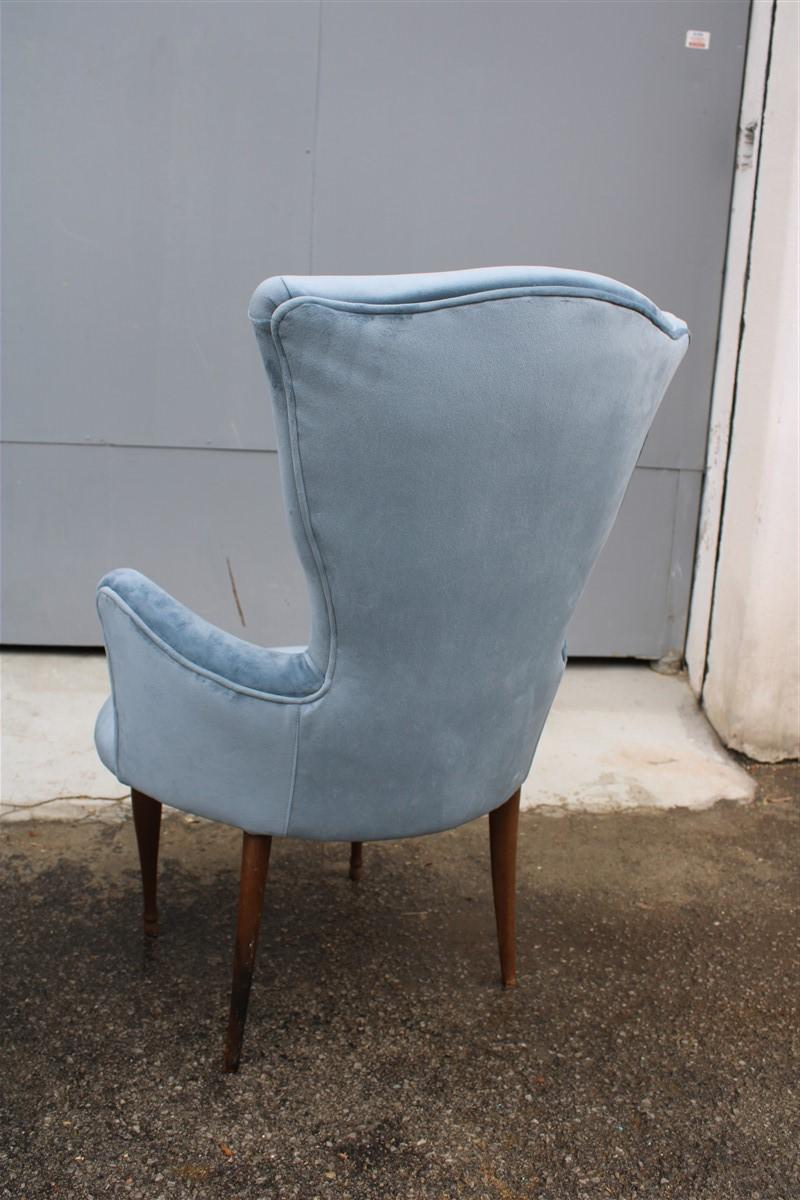 European Pair of Midcentury Italian Design Avio Color Bedroom Chairs Wood Feet For Sale