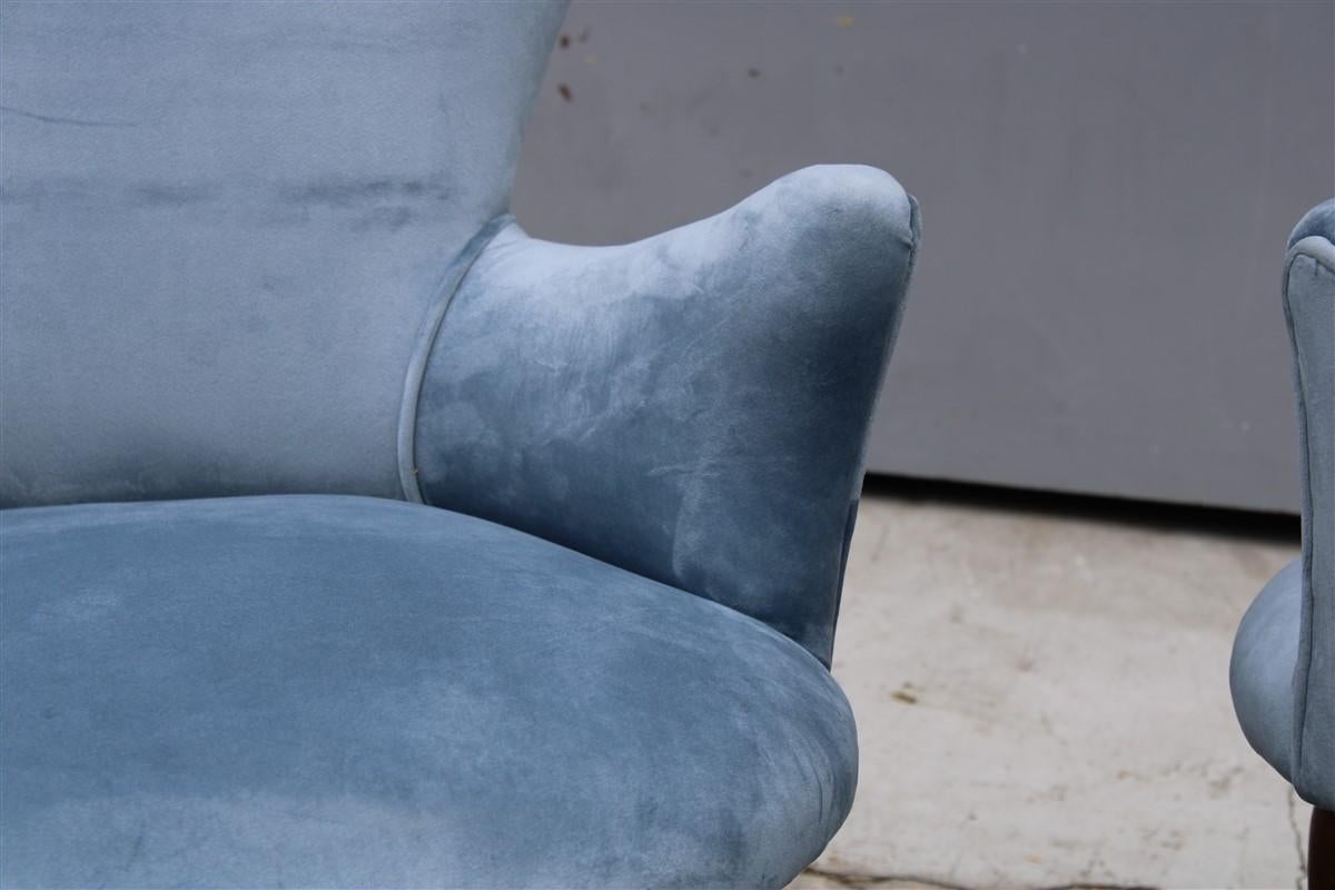 Mid-20th Century Pair of Midcentury Italian Design Avio Color Bedroom Chairs Wood Feet For Sale