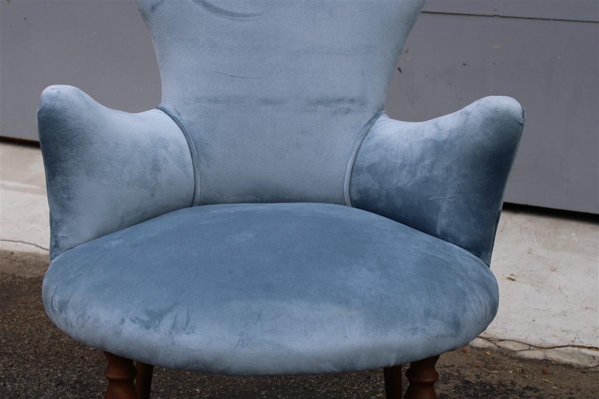 Velvet Pair of Midcentury Italian Design Avio Color Bedroom Chairs Wood Feet For Sale