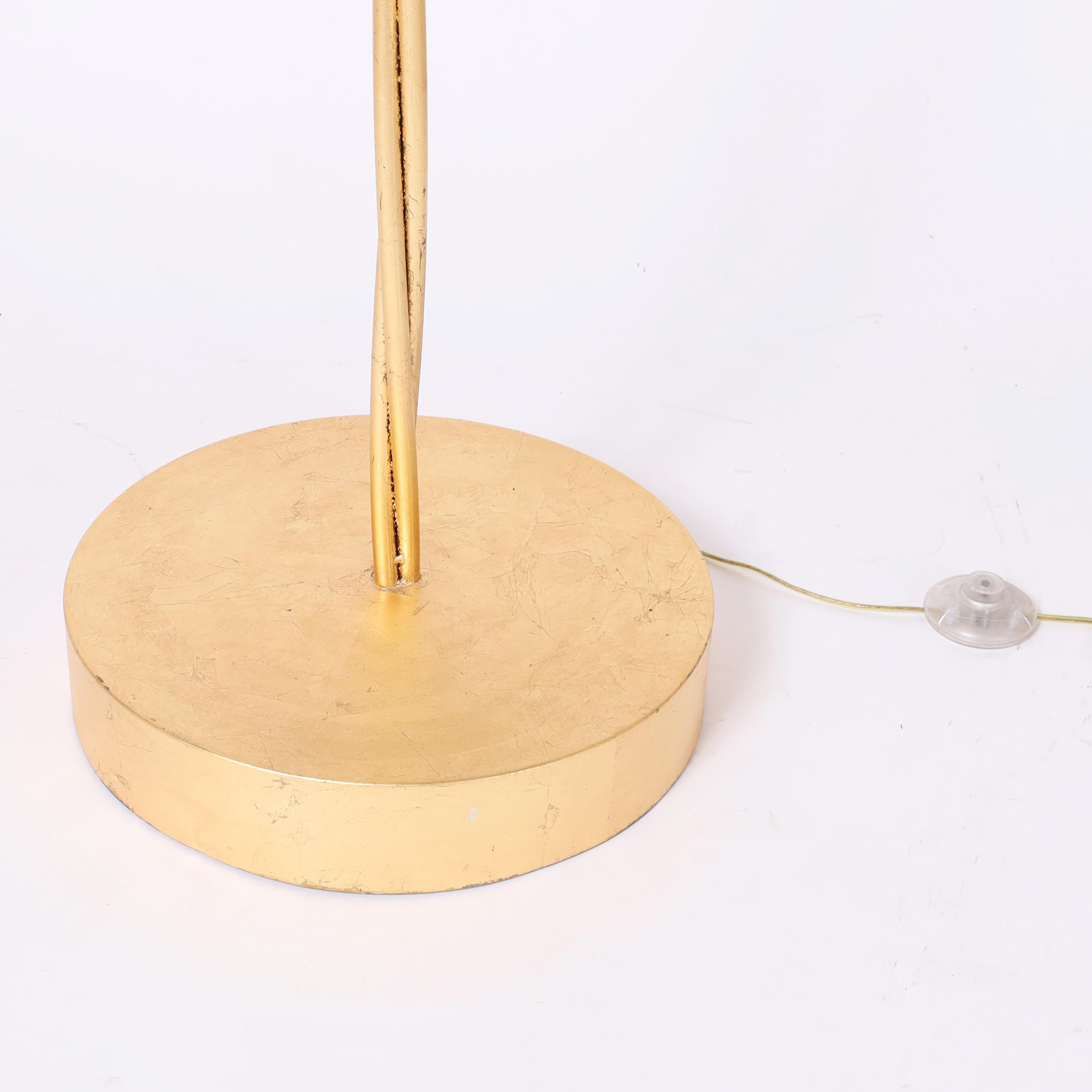 Pair of Mid Century Italian Gilt Metal Palm Tree Floor Lamps 3