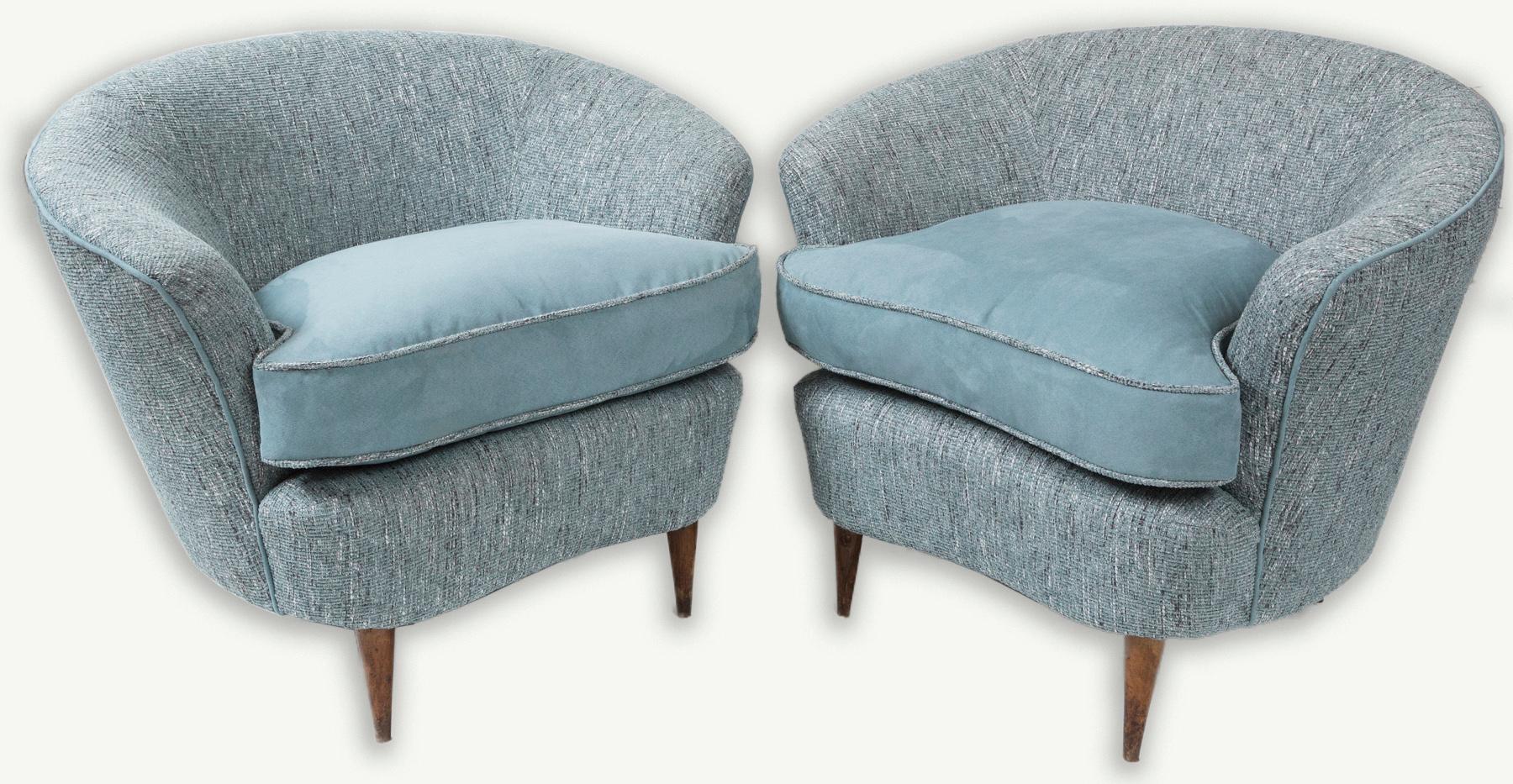 Pair of Midcentury Italian Gio Ponti Style Tub Chairs, Attr. Casa E Giardino For Sale 6