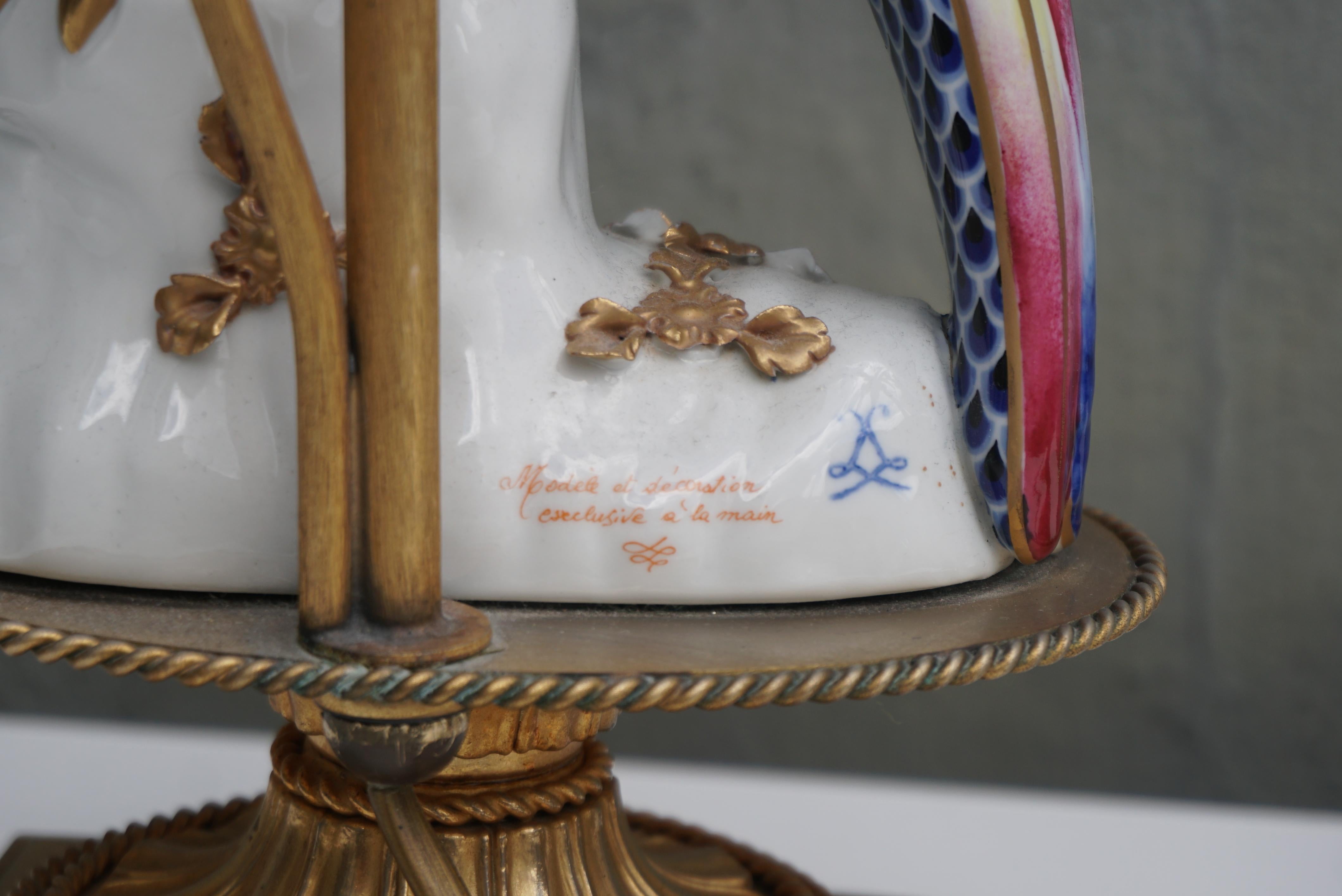 Pair of Mid Century Italian Giulia Mangani Porcelain Parrot Bird Table Lamps 7