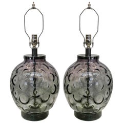 Vintage Pair of Midcentury Italian Glass Table Lamps