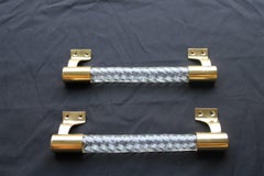 Pair of Mid-Century Italian Handles Brass Glass Murano 1940s Gold Venini Italy