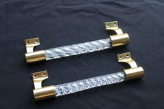 Pair of Mid-Century Italian Handles  Brass Glass  Murano 1940s Gold Venini Italy