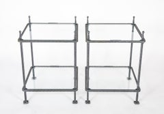 Pair of Mid-Century Italian Iron Side Tables by Claudio Rayes