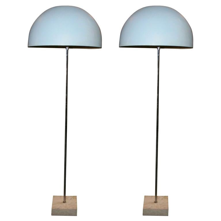 Pair of Mid-century Italian Lamps on Marble Bases For Sale
