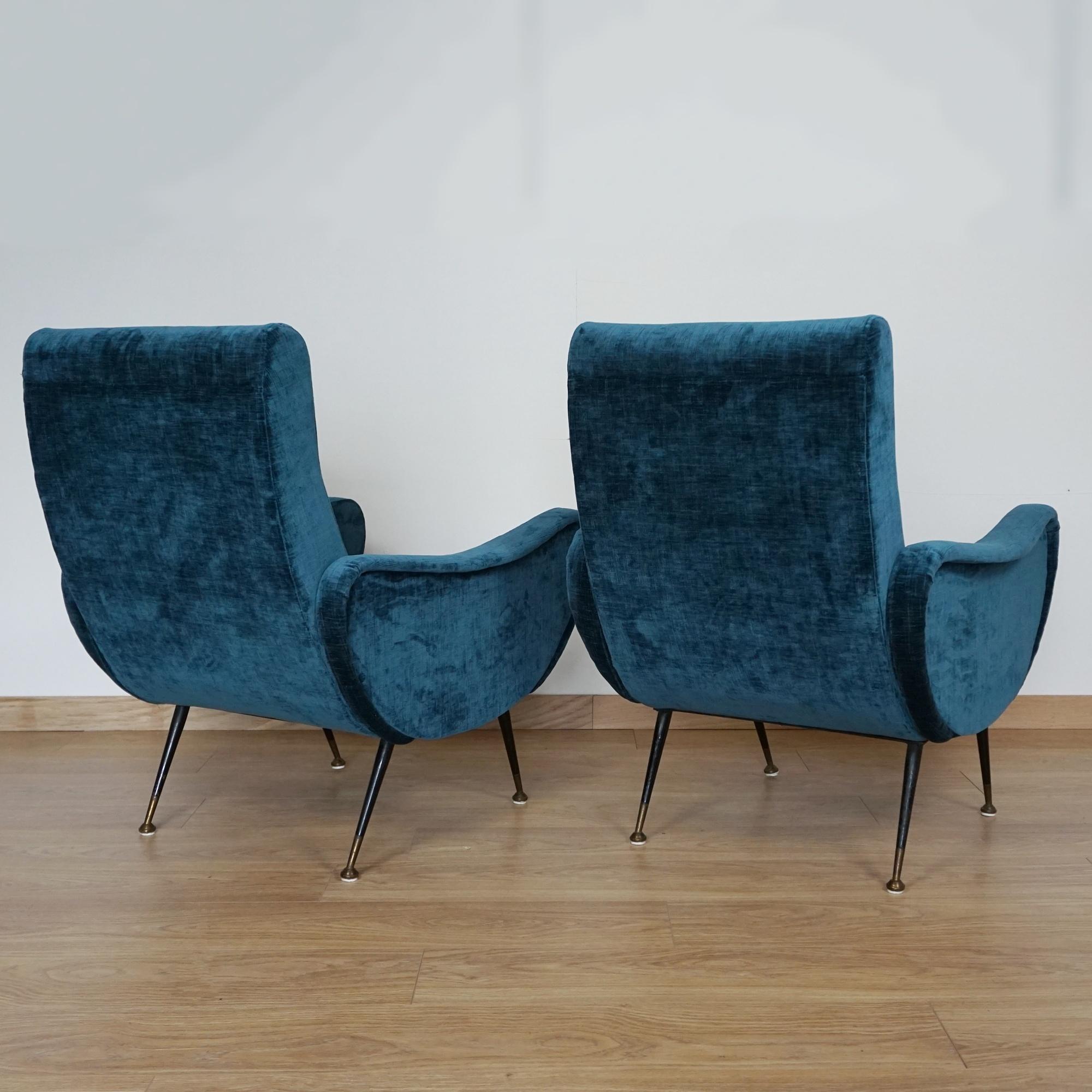 Paire de chaises longues italiennes du milieu du siècle dernier attribuée à Marco Zanuso Excellent état - En vente à Forest Row, East Sussex