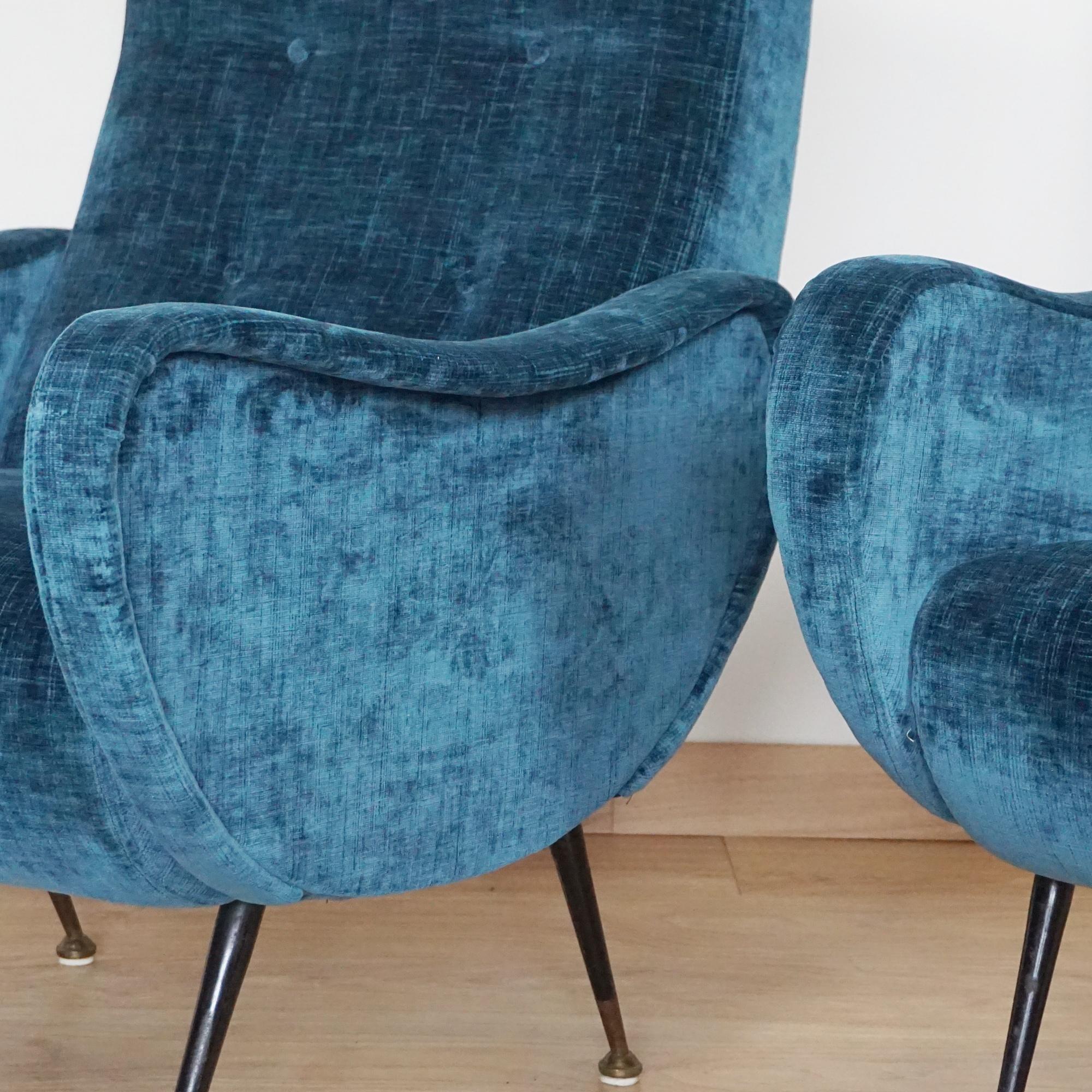 Paire de chaises longues italiennes du milieu du siècle dernier attribuée à Marco Zanuso en vente 1