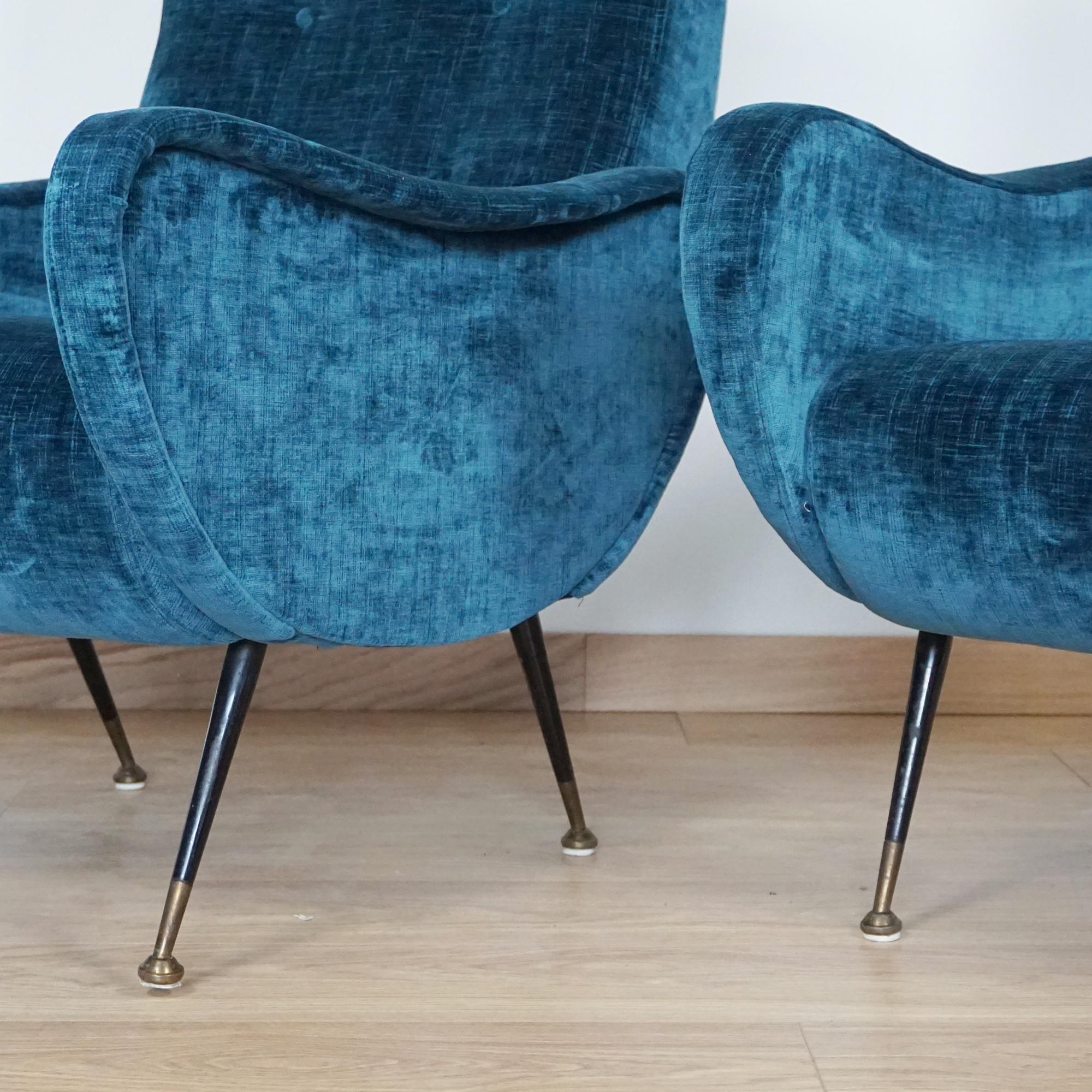 Paire de chaises longues italiennes du milieu du siècle dernier attribuée à Marco Zanuso en vente 2
