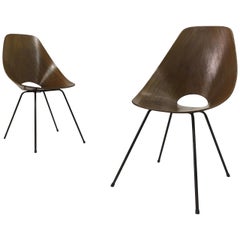 Pair of Midcentury Italian Medea plywood chairs by Nobili, 1950s Pair of Midcentury Italian Medea plywood chairs by Nobili, 1950s