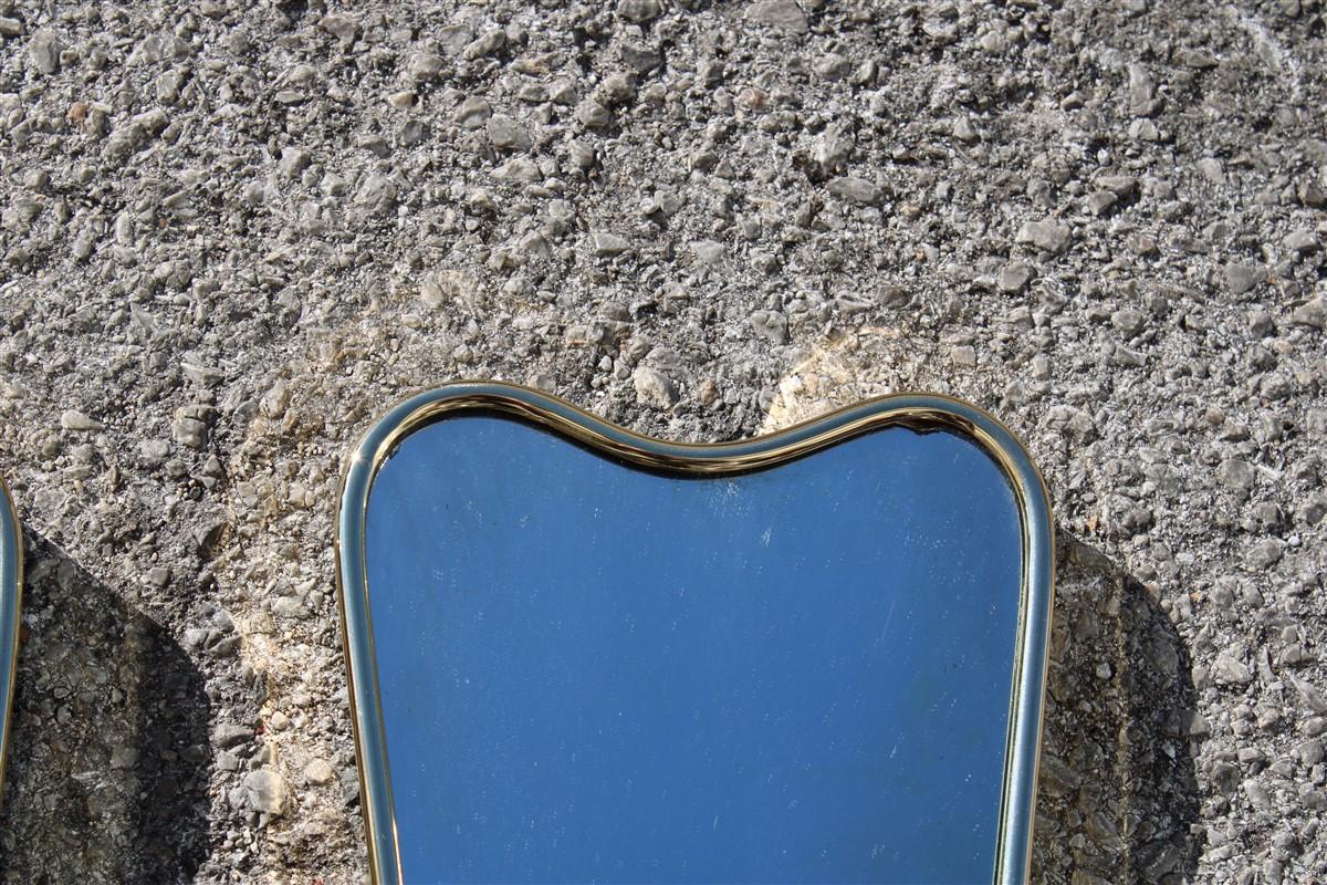 Mid-20th Century Pair of Mid-Century Italian Mirrors with Lights Gold Brass Gio Ponti Style