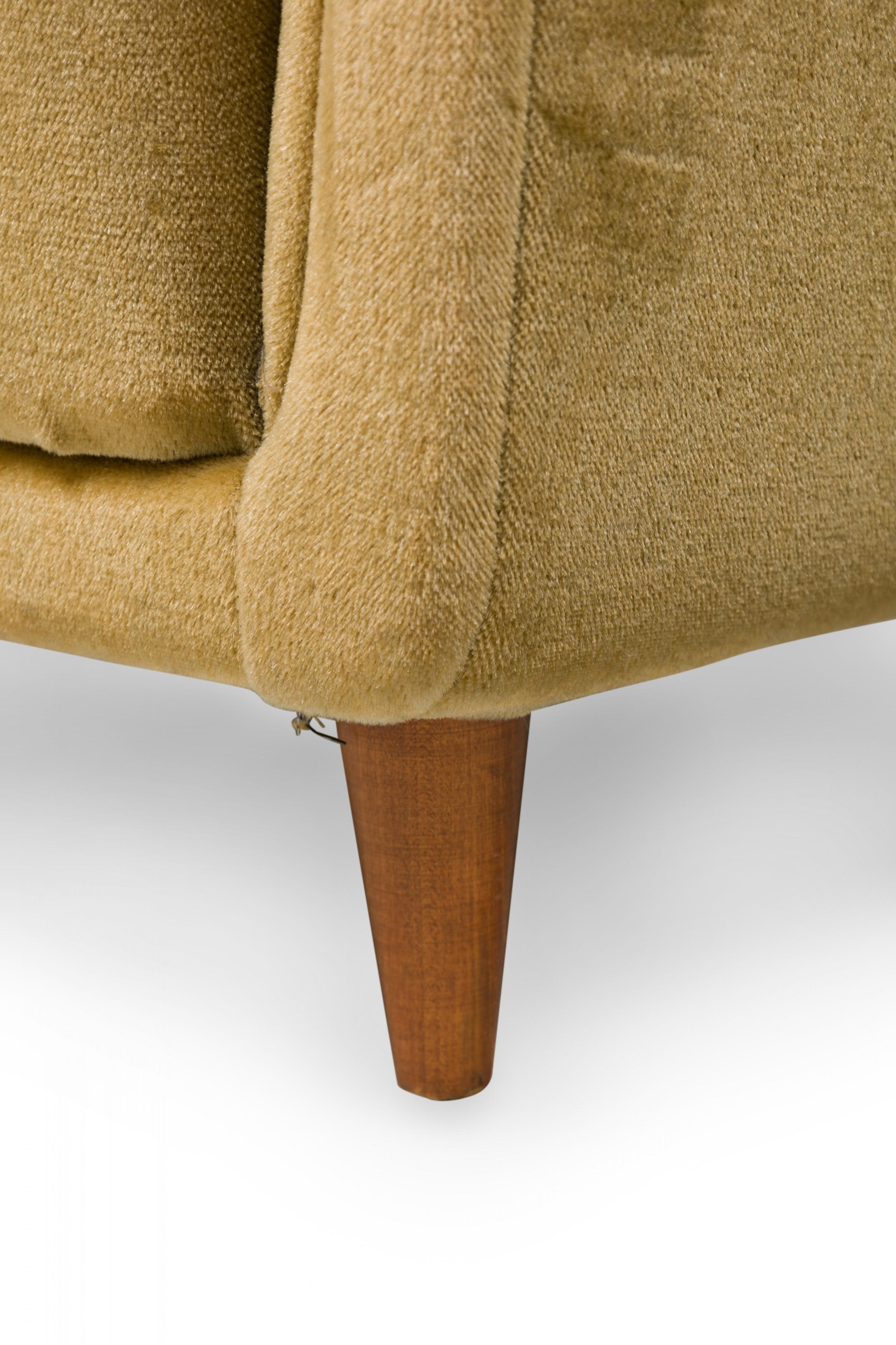 Pair of Midcentury Italian Modern Gold Velvet Upholstered Lounge / Armchairs For Sale 8