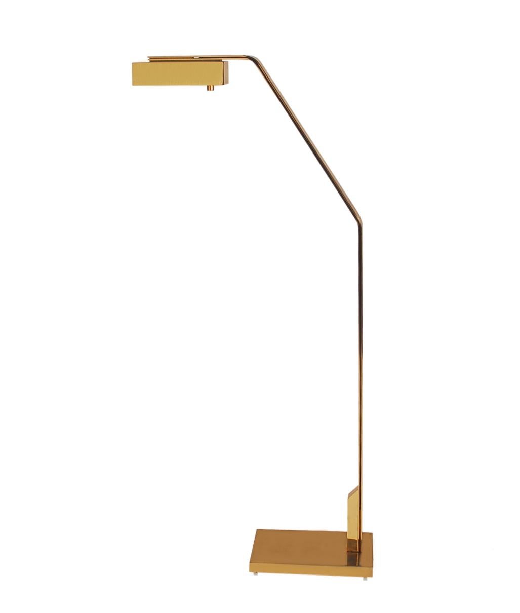 Pair of Midcentury Italian Modern Polished Brass Reading Floor Lamps by Casella 4