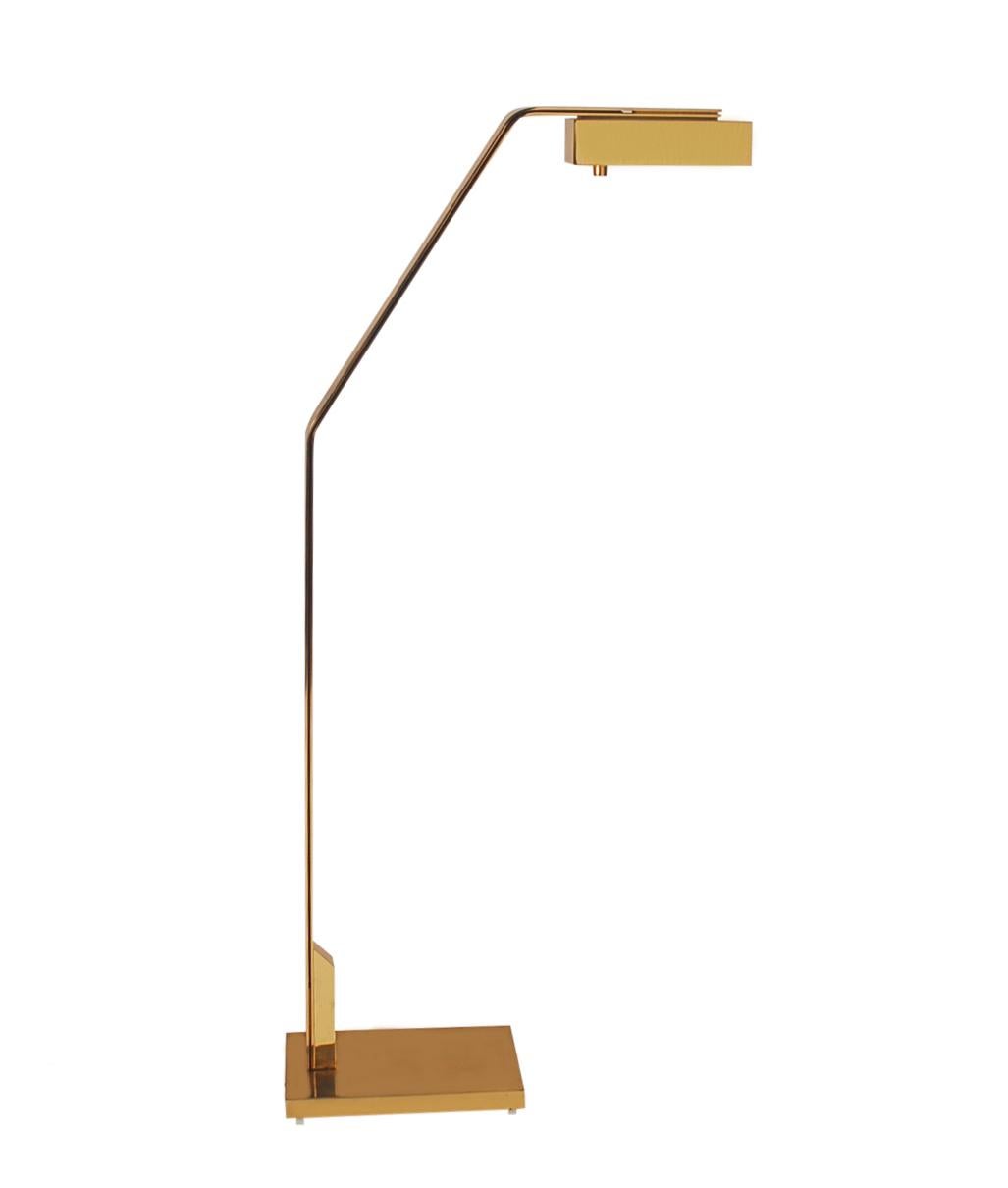 Mid-Century Modern Pair of Midcentury Italian Modern Polished Brass Reading Floor Lamps by Casella