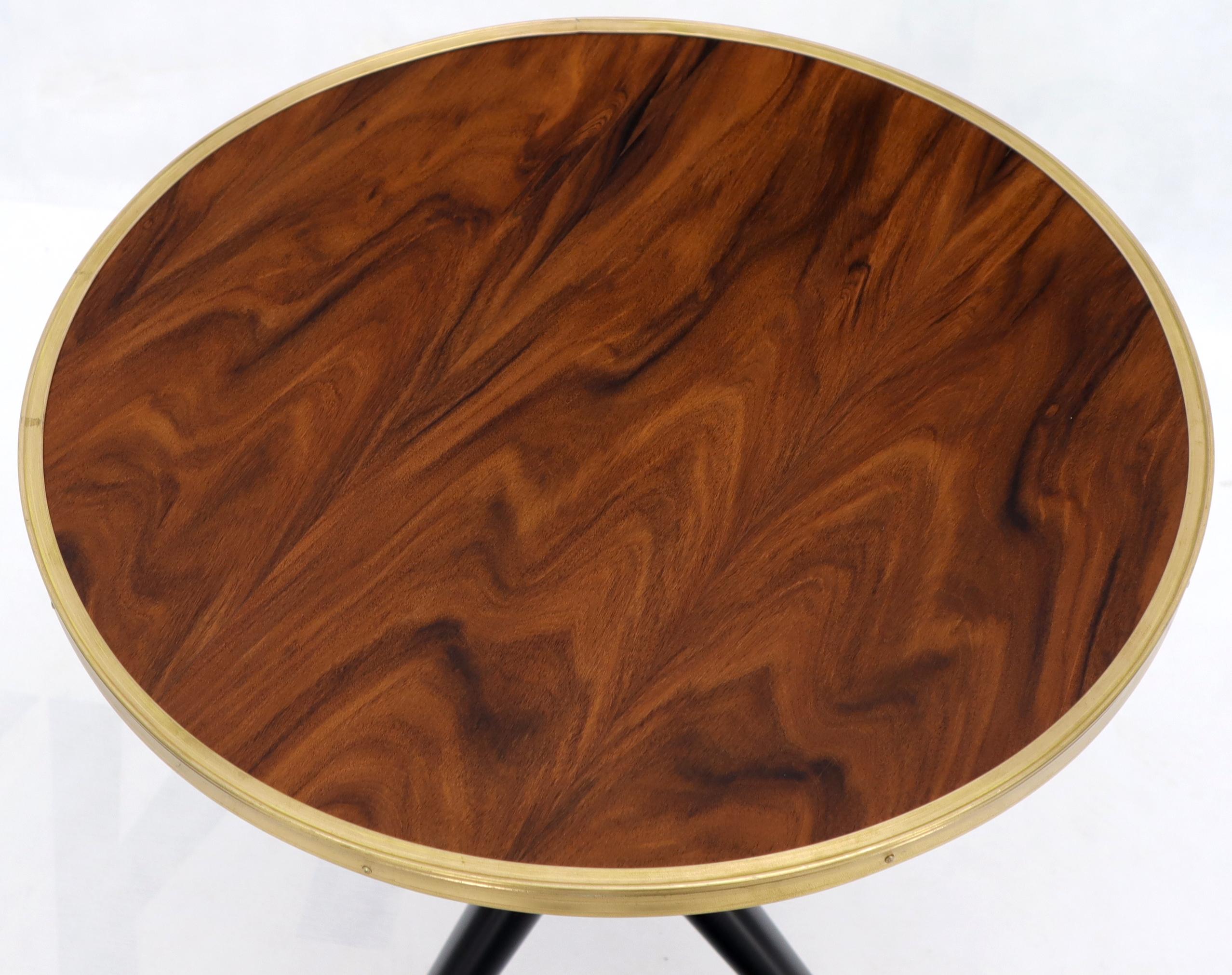 Pair of Midcentury Italian Modern Rosewood Tops Brass Edge Ebonized Base Tables 2