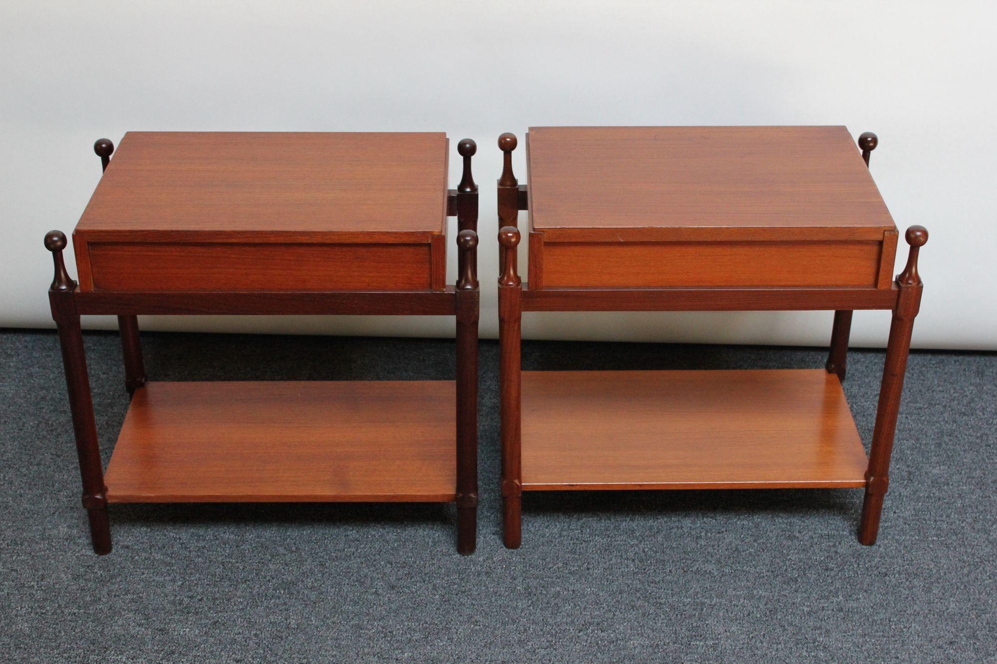 Pair of Mid-Century Italian Modern Teak Nightstands by Fratelli Proserpio  1