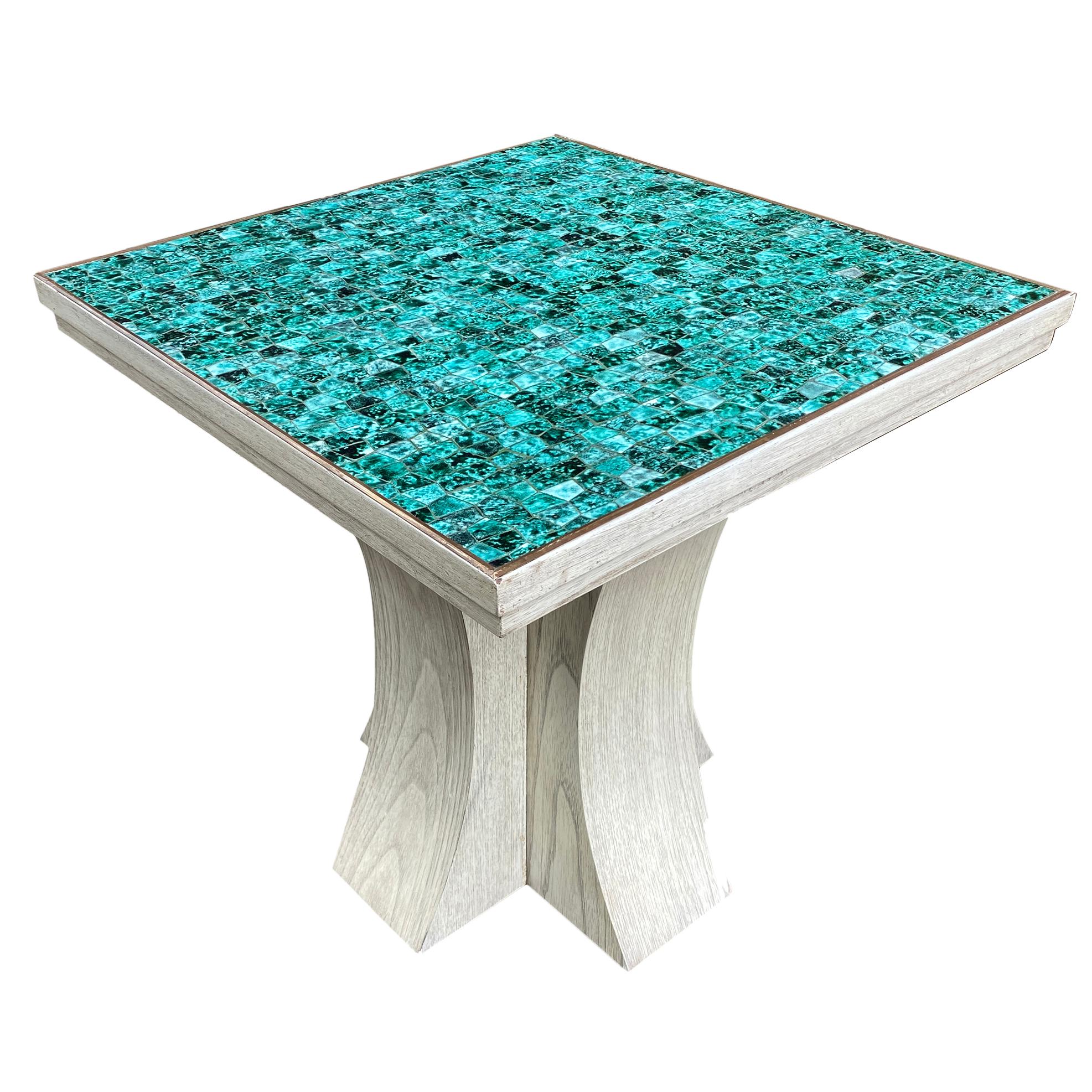 Ceramic Pair of Mid Century Italian Mosaic Tables For Sale