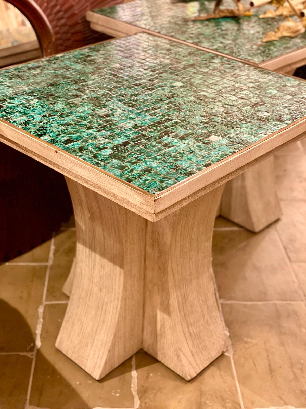 Pair of Mid Century Italian Mosaic Tables For Sale 1