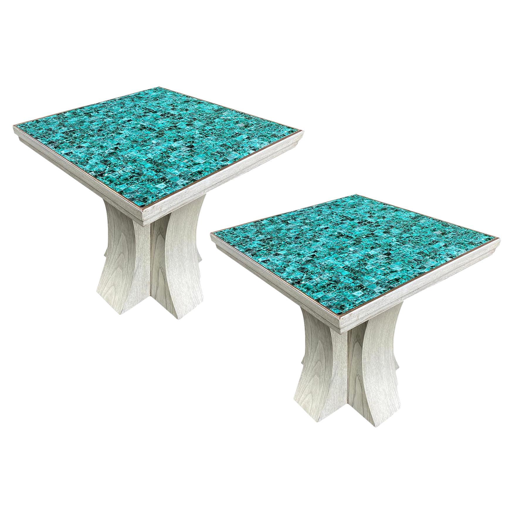 Pair of Mid Century Italian Mosaic Tables For Sale