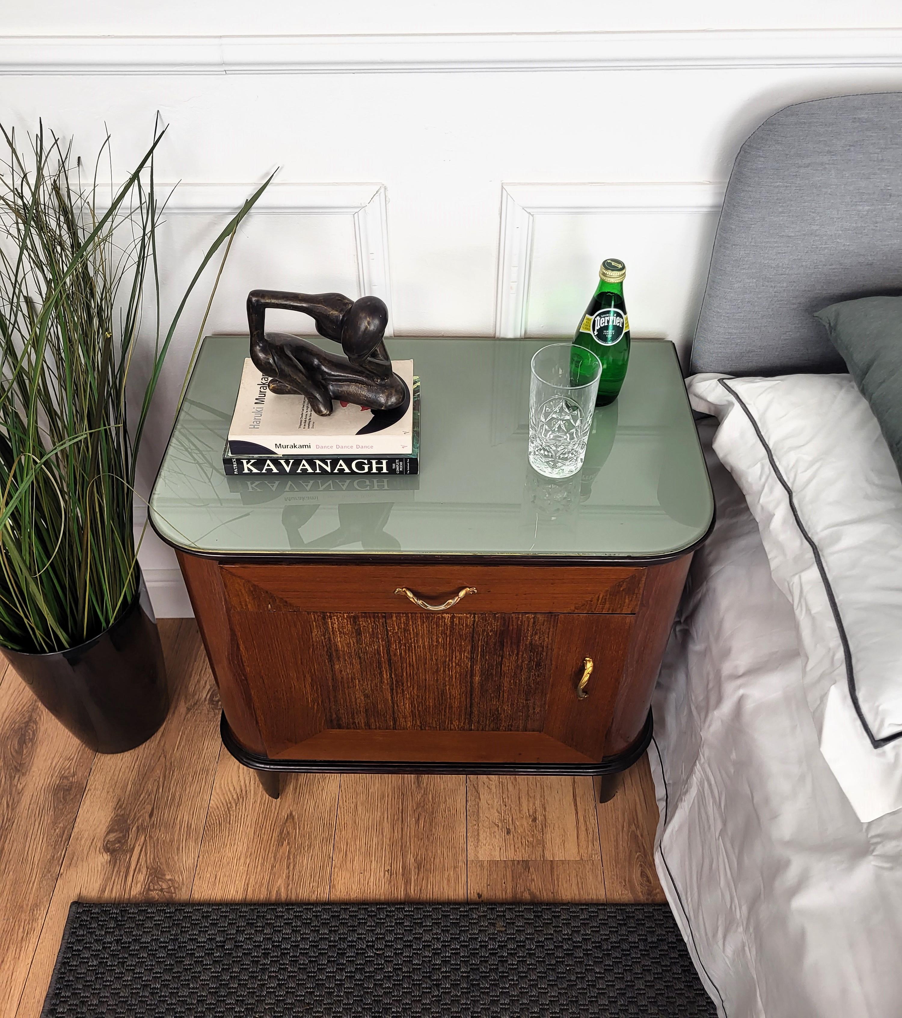 Mid-Century Modern Pair of Mid-Century Italian Nightstands Bedside Tables Hidden Secret Compartment