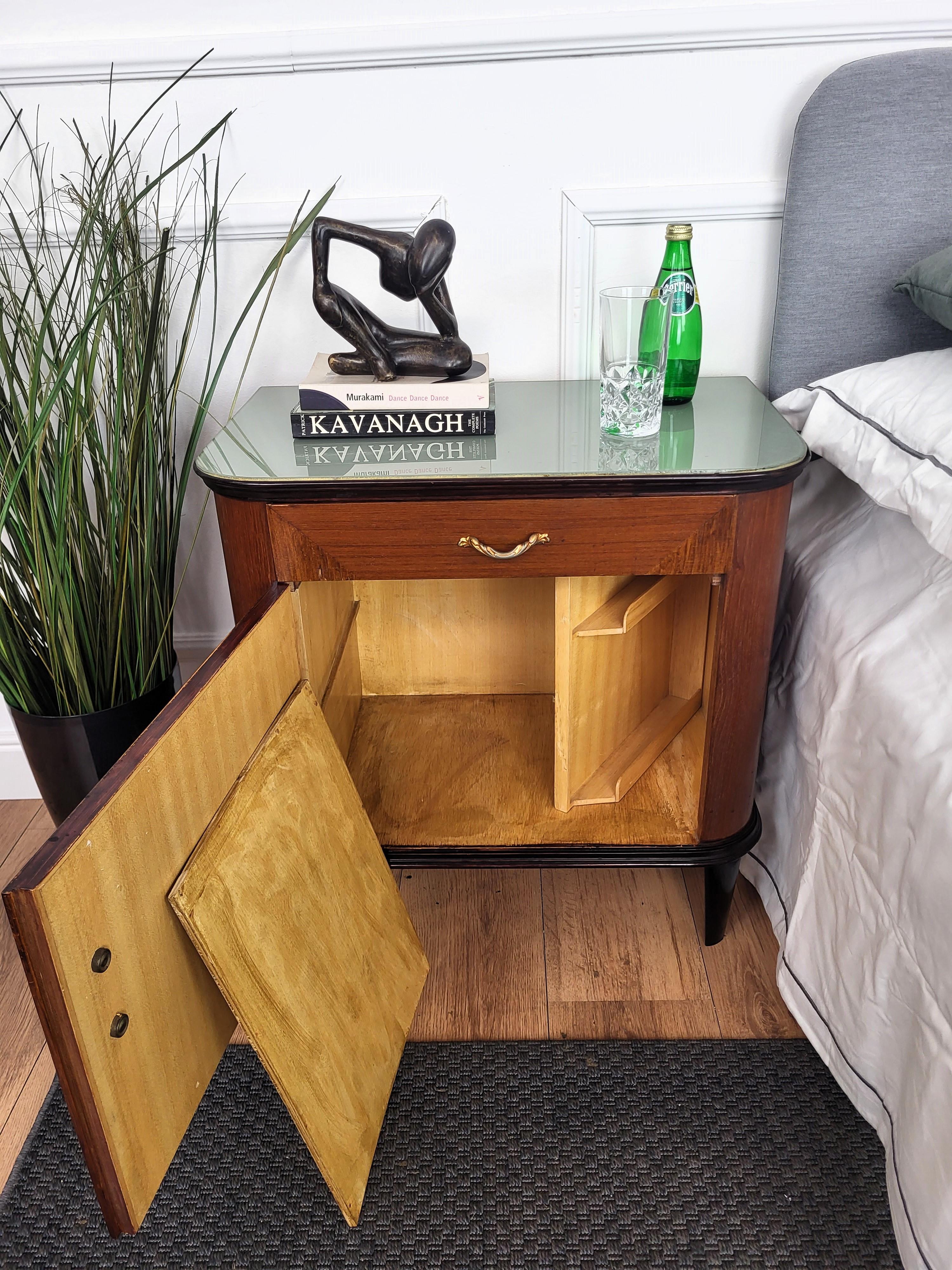 20th Century Pair of Mid-Century Italian Nightstands Bedside Tables Hidden Secret Compartment