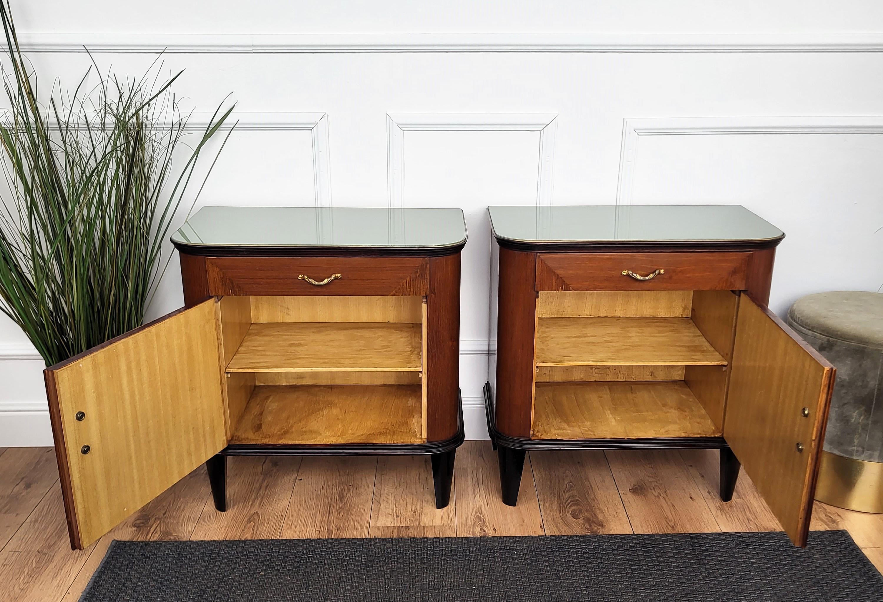Pair of Mid-Century Italian Nightstands Bedside Tables Hidden Secret Compartment 1
