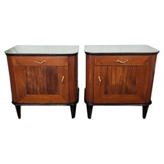 Pair of Mid-Century Italian Nightstands Bedside Tables Hidden Secret Compartment