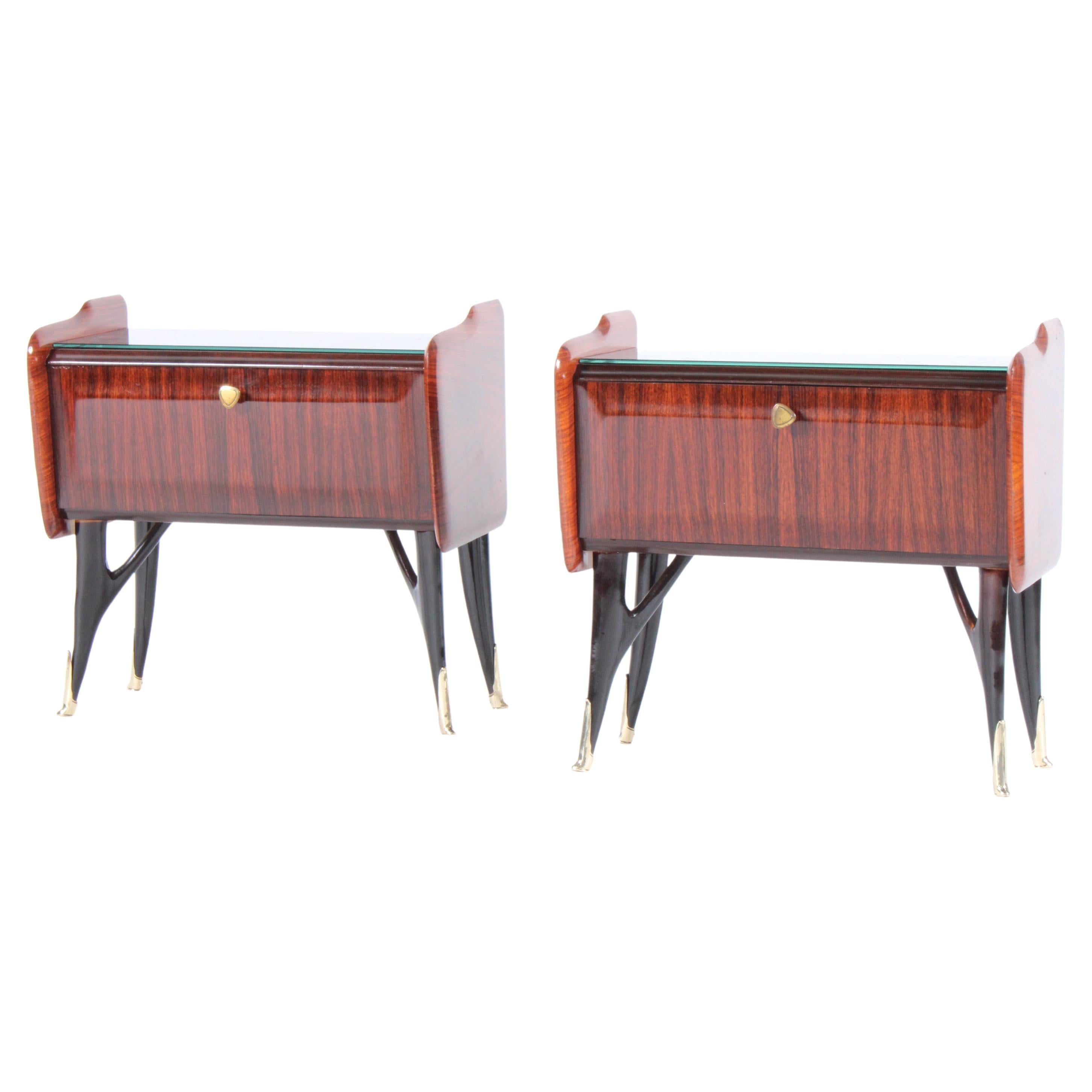 Pair of Midcentury Italian Nightstands in the Manner of Ico Parisi For Sale