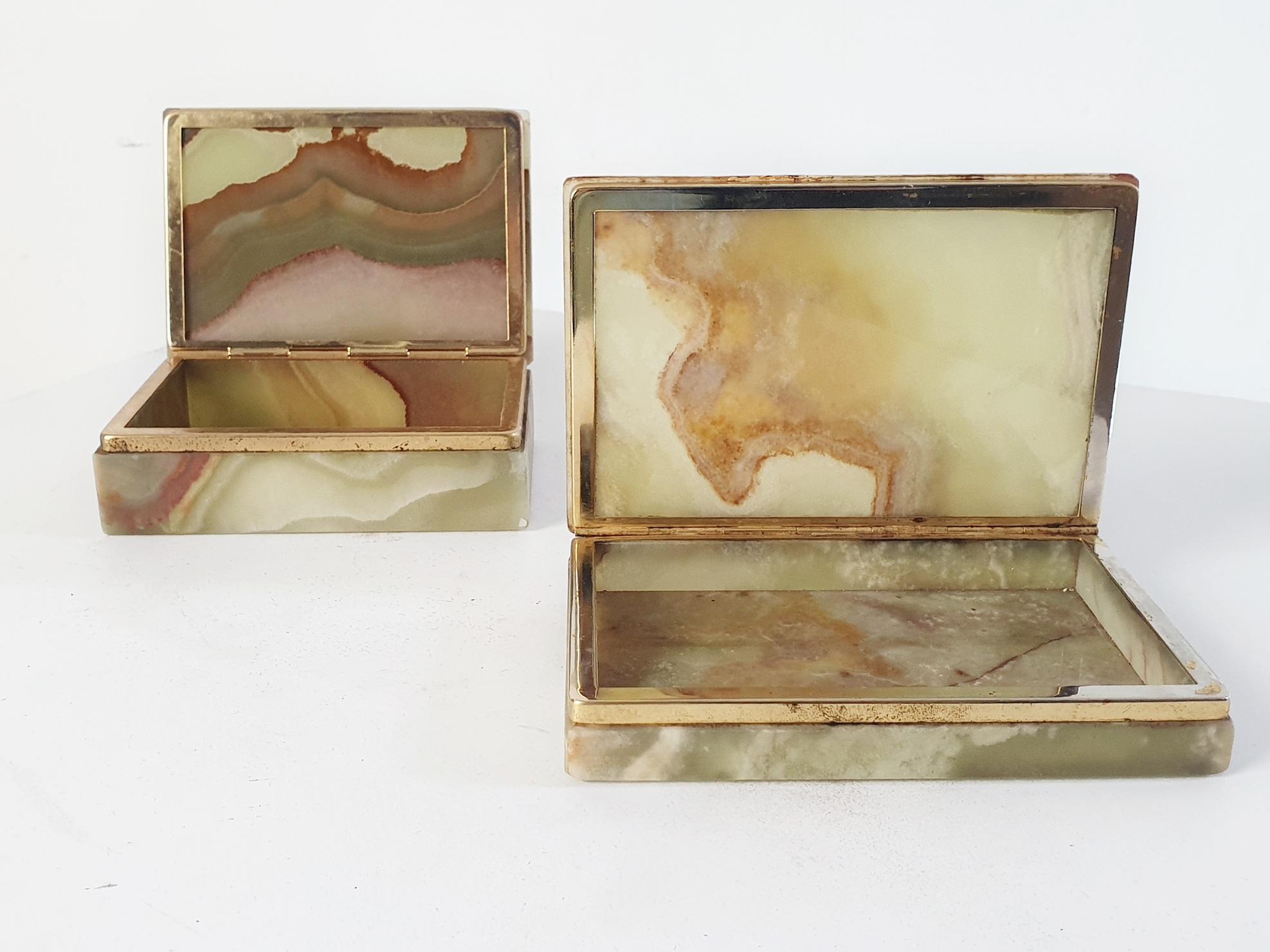 Mid-Century Modern Pair of Mid Century Italian Onyx Marble Boxes For Sale
