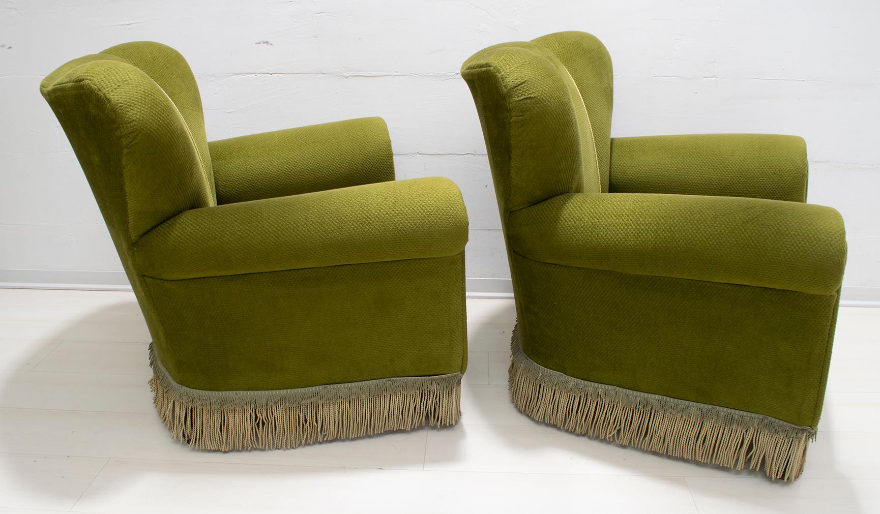 Pair of Mid-Century Modern Italian Original Cladding Armchairs, 1950s For Sale 1