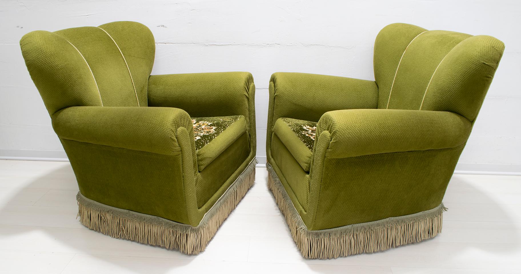 Pair of Mid-Century Modern Italian Original Cladding Armchairs, 1950s For Sale 3