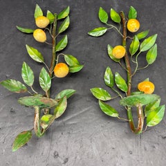 Pair of Mid-Century Italian Pear Fruit Metal Candle Wall Sconces