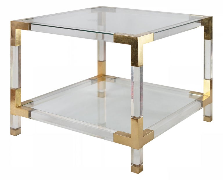 Mid-Century Modern Pair of Mid-Century Italian Plexiglass Side/ Sofa Tables For Sale